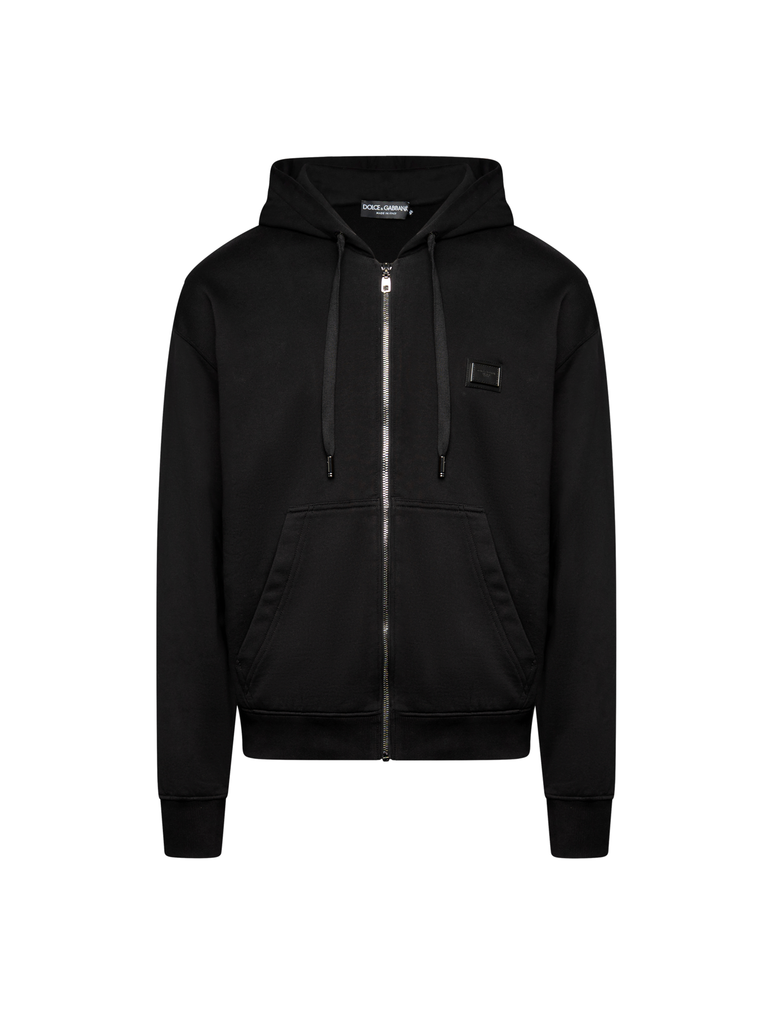 Logo plate full zipped hoodie