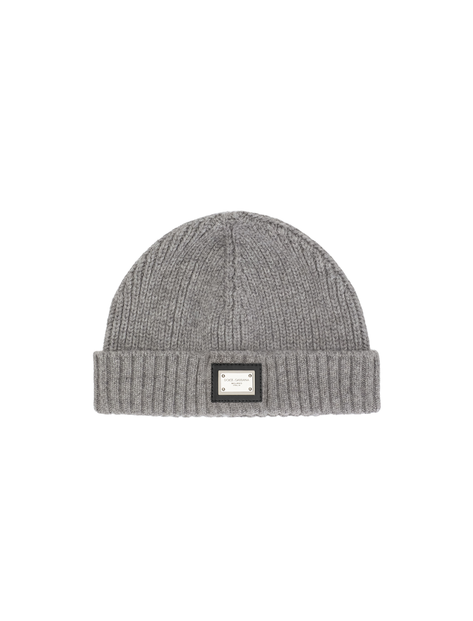 Plaque ribbed knit hat