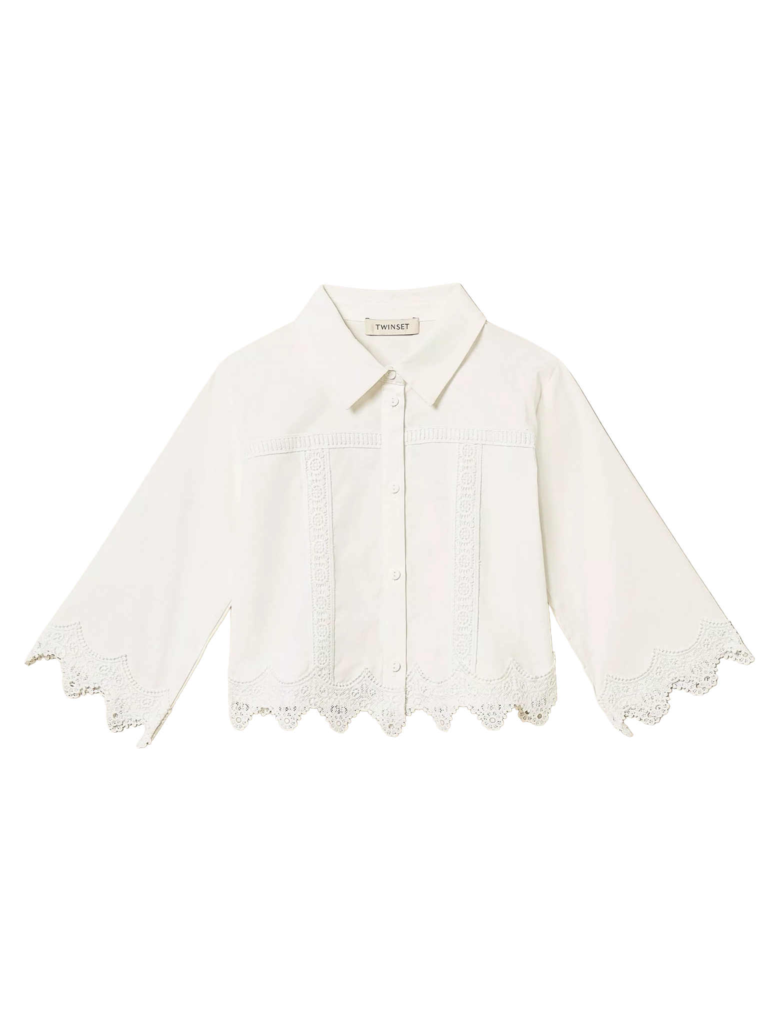 Poplin shirt with lace inlays