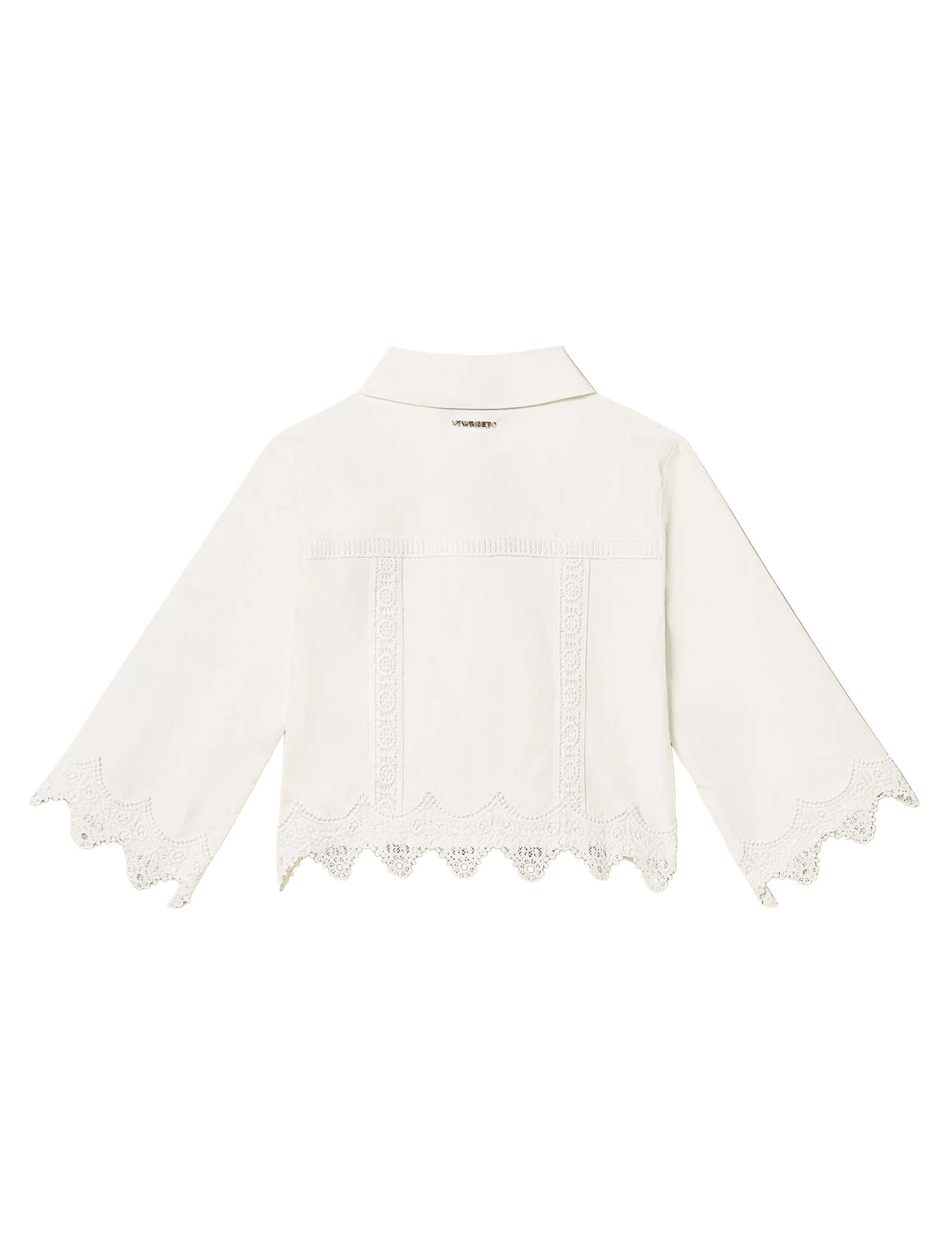 Poplin shirt with lace inlays