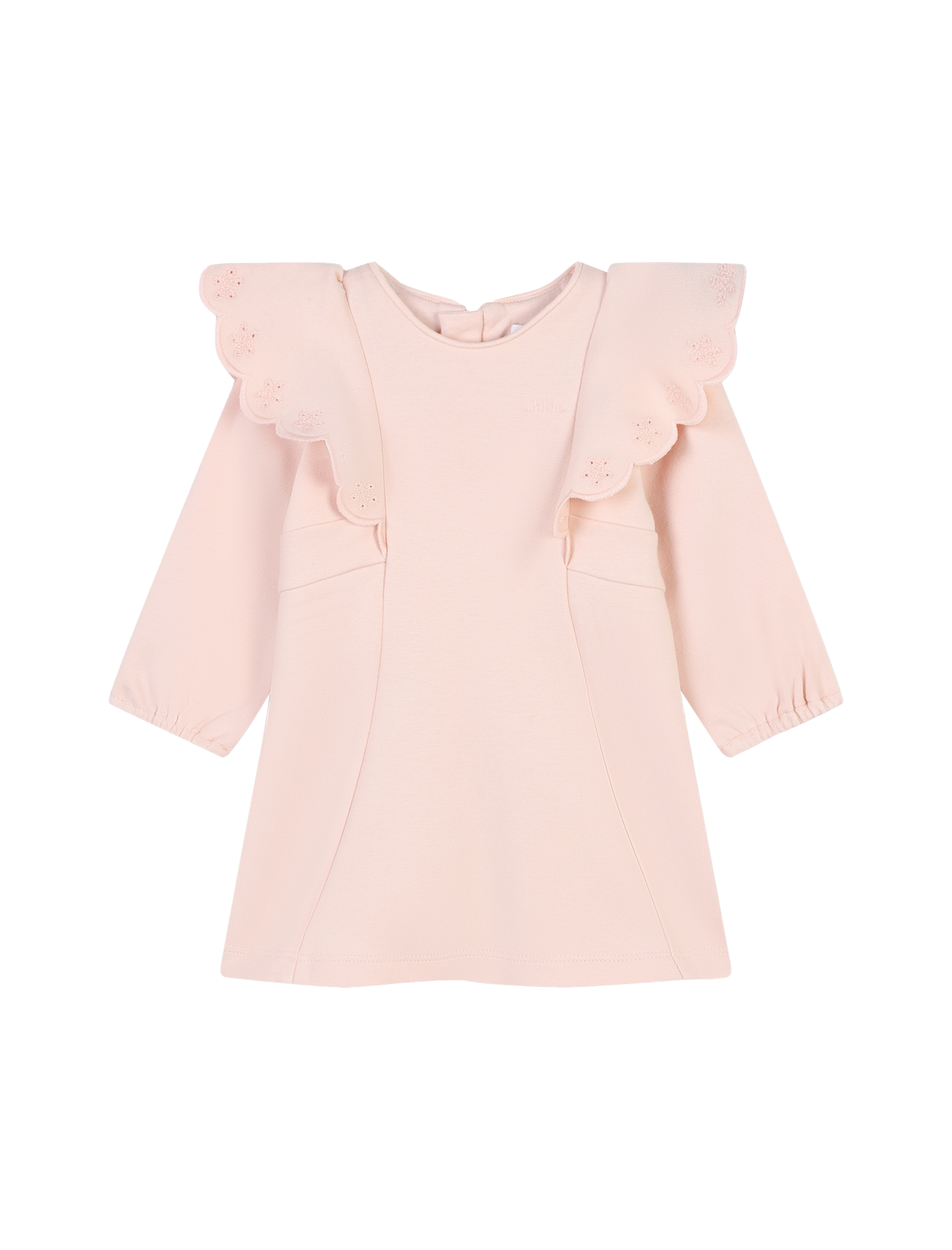 Ruffled embroidered logo dress