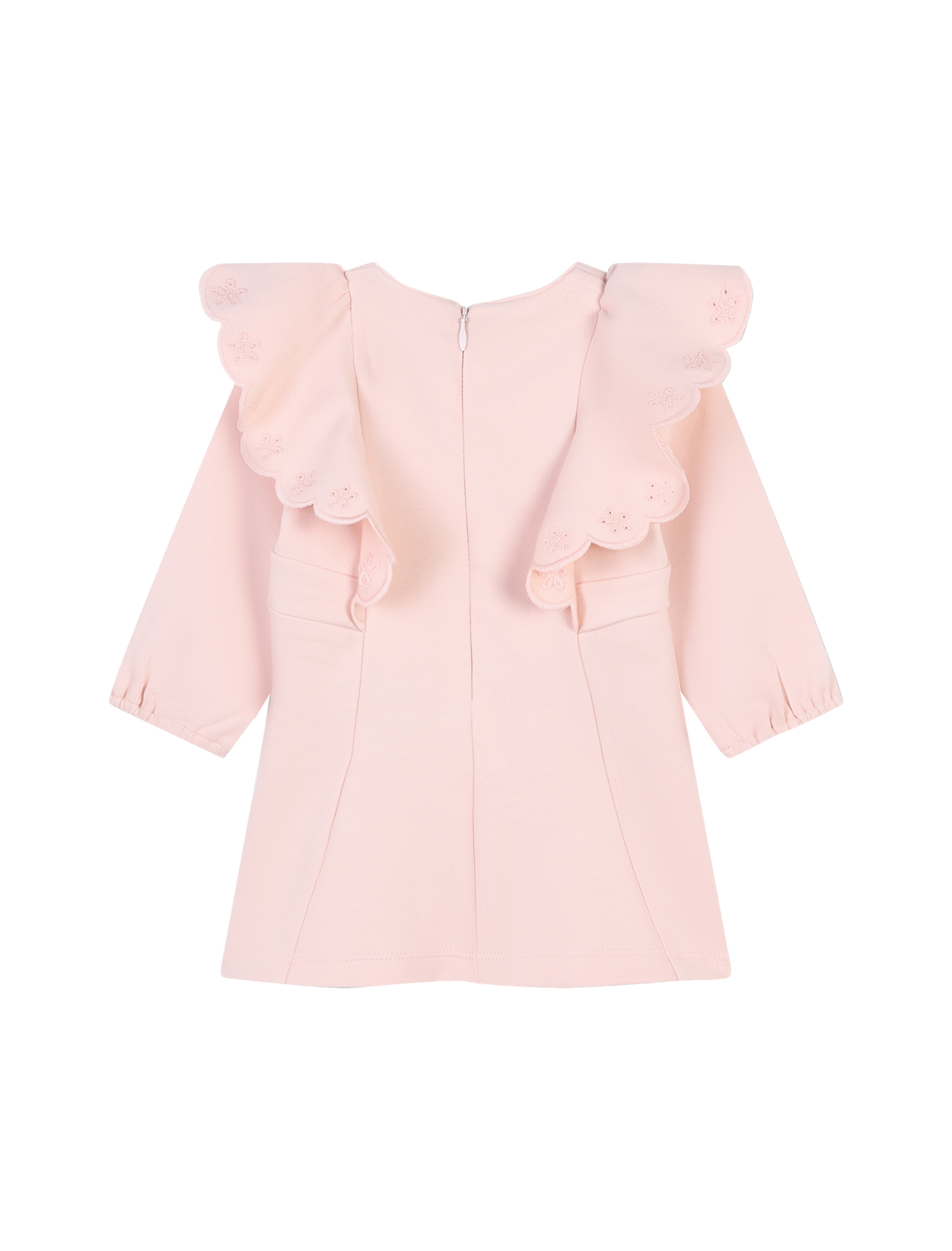 Ruffled embroidered logo dress