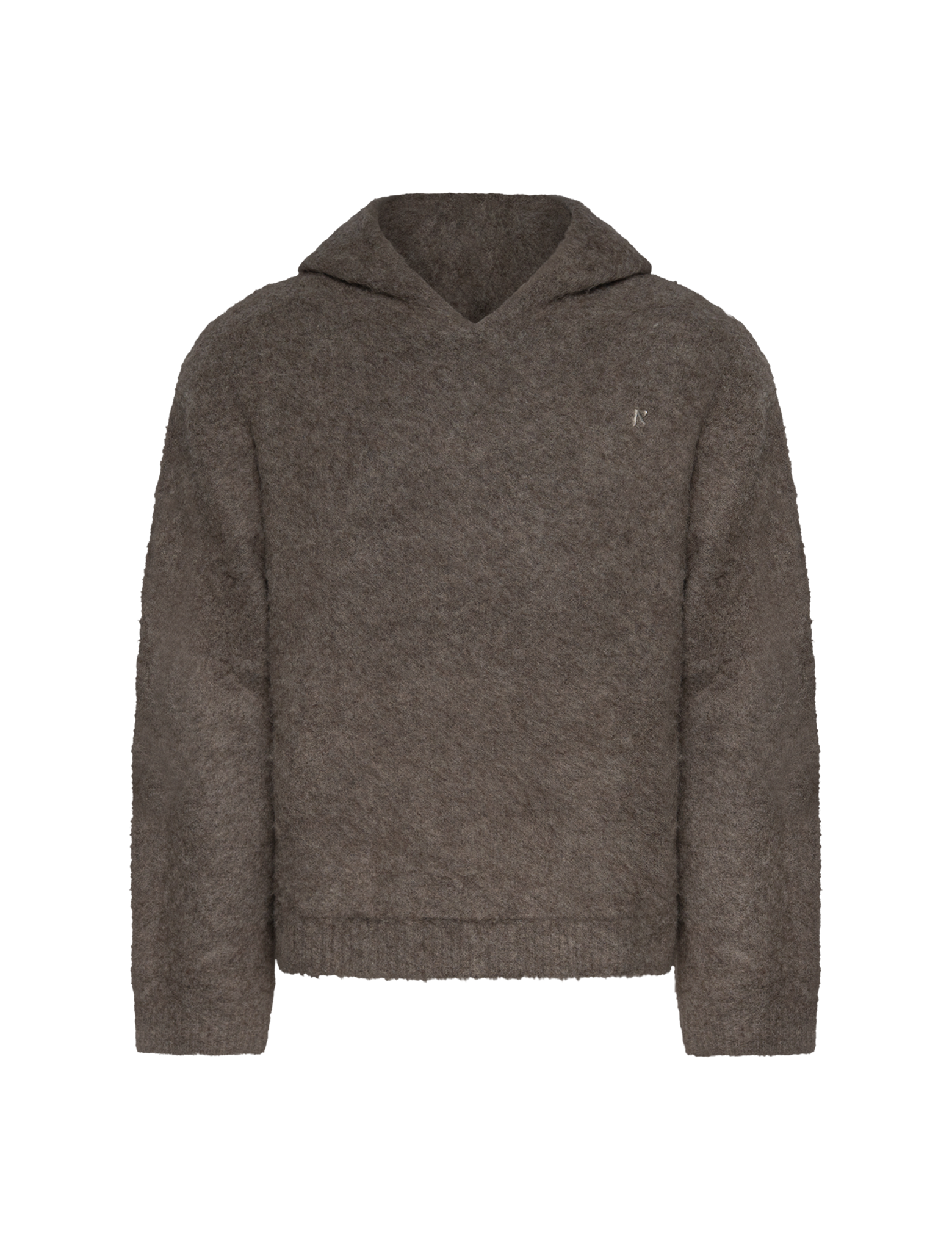 Textured Borg knitted hoodie