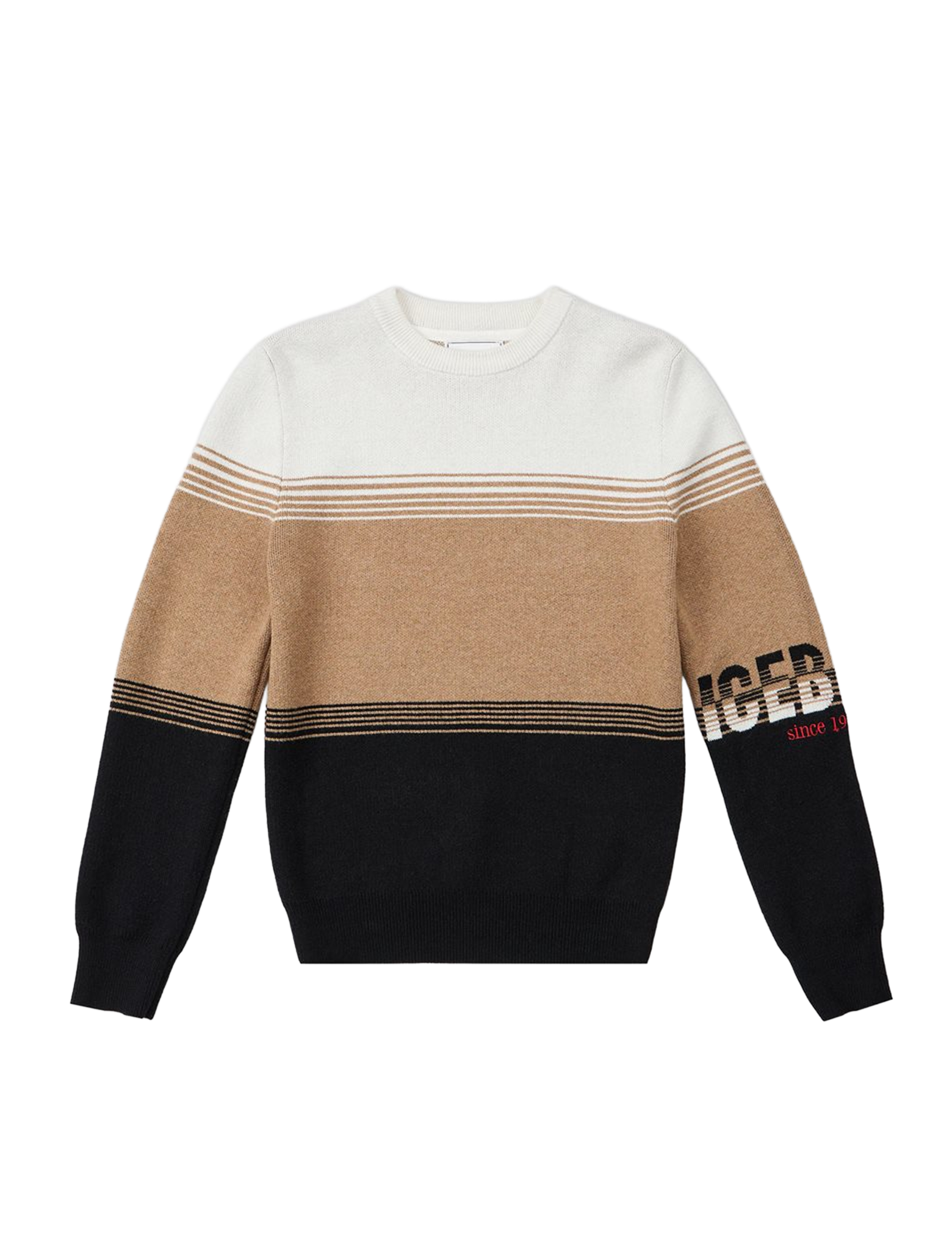 Three tone knitted logo jumper