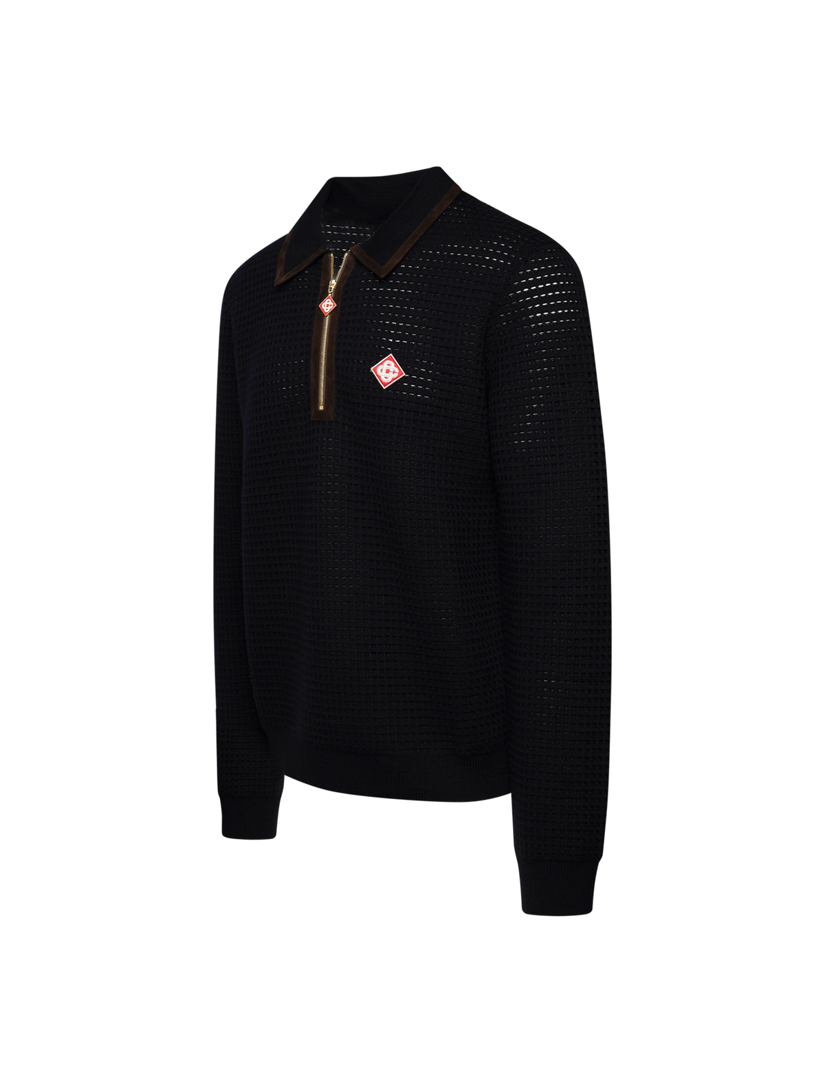 Waffle longsleeve polo shirt